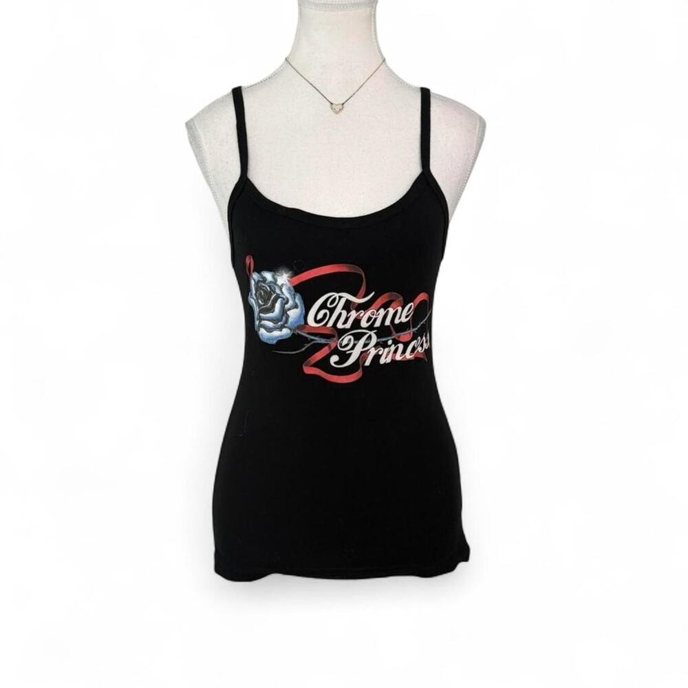 Chrome Princess Y2K Alt Grunge 2000s Black FullLength Tank Size Large biker girl